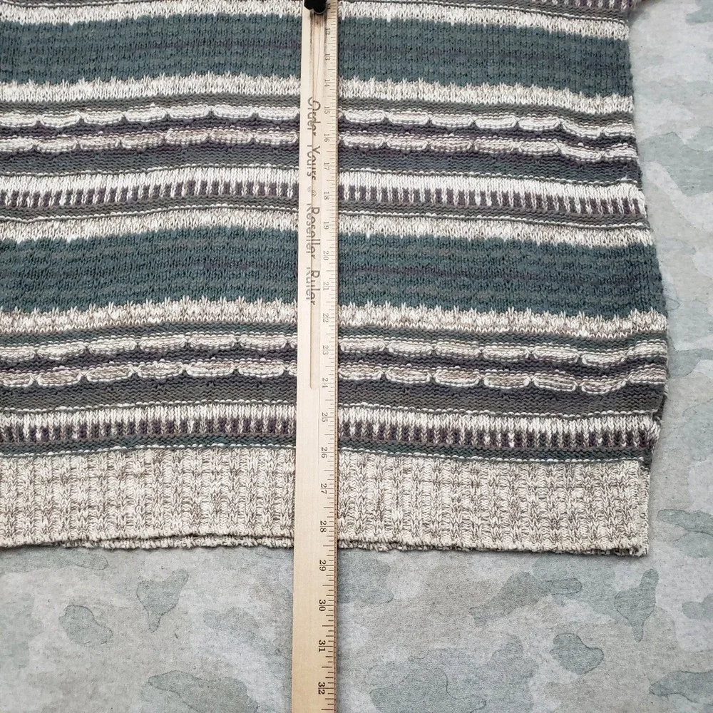 Vintage Crossings Sweater Mens Large Green Striped Pullover 3D Knit Grandpa Core